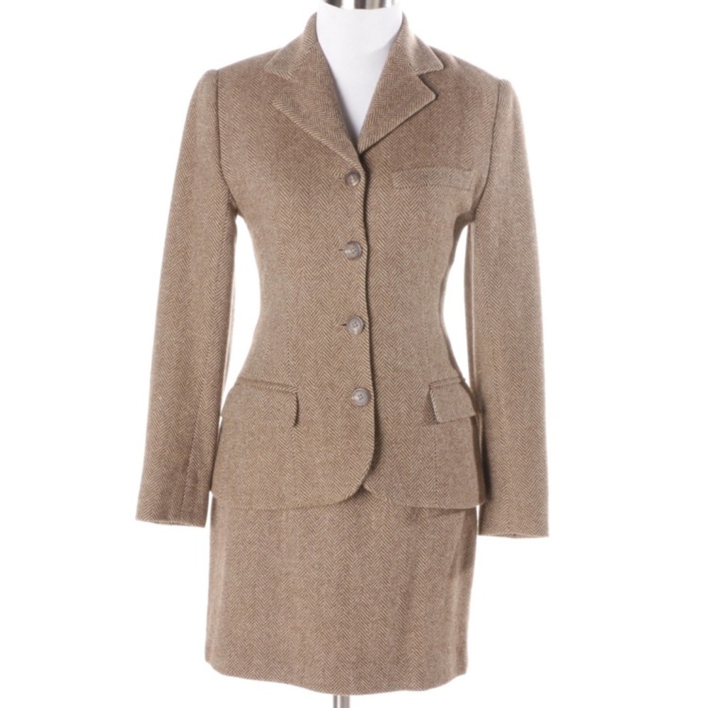 Ralph Lauren Brown Herringbone Suit